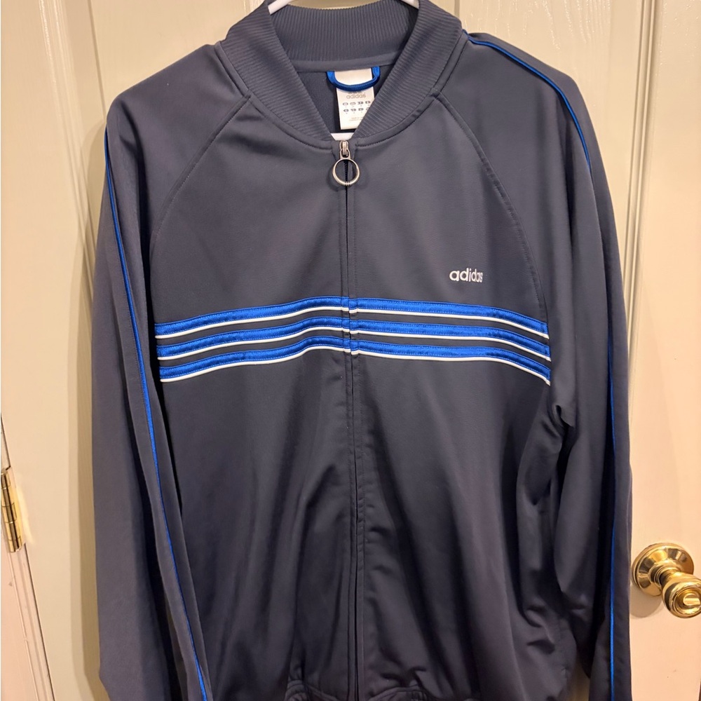 Retro adidas Men’s Navy Blue Track Jacket with Blue Stripe